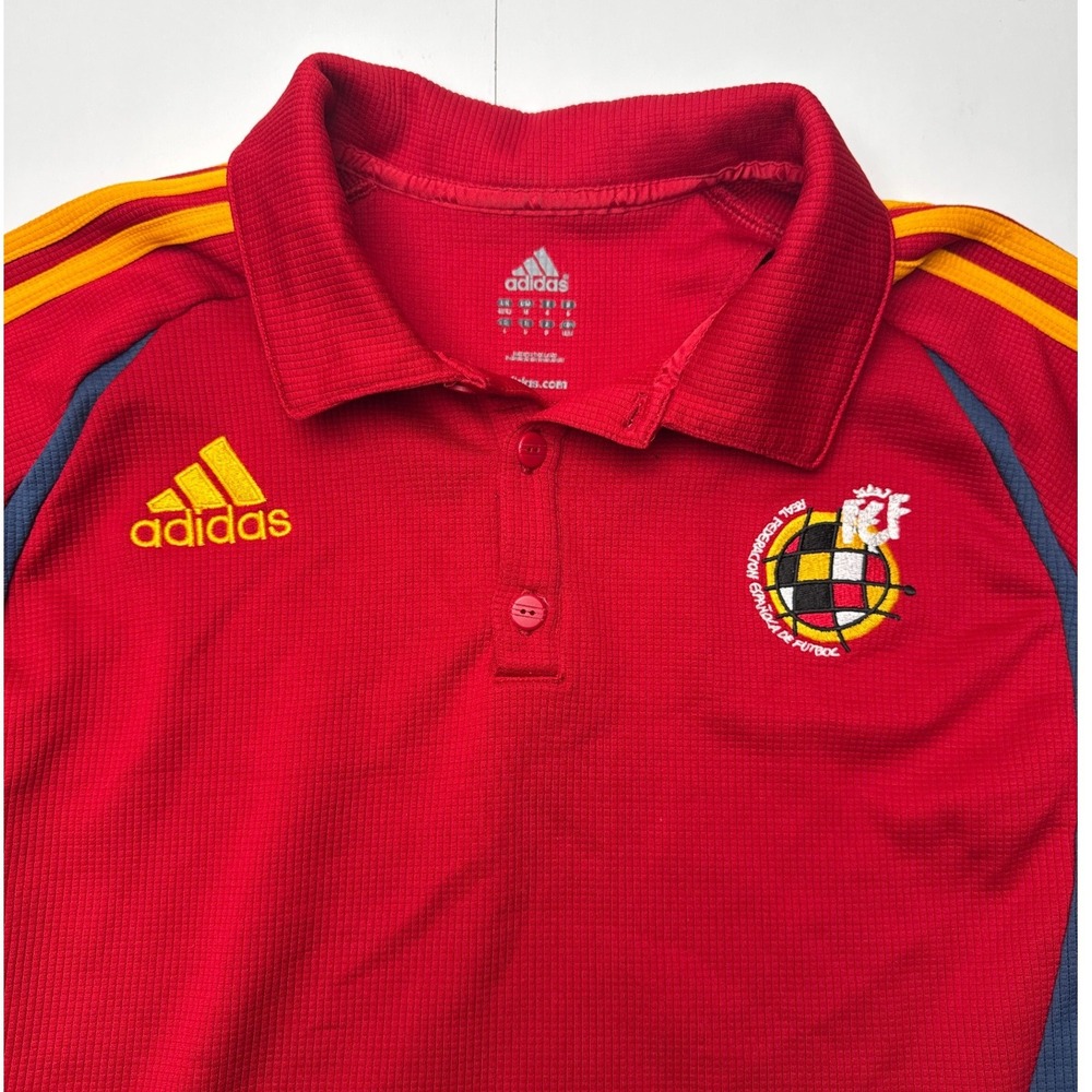 Adidas Mens Spain RFEF Soccer Polo Shirt Red Climalite 2006 ATV002 Size M - Picture 5 of 9